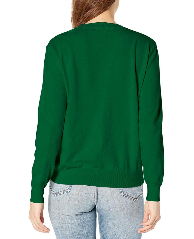 QUALFORT Women's Sweaters Green Crewneck Soft Knitted Pullover Green X-Large - Image 2